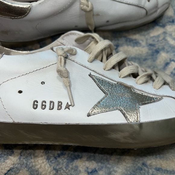 Golden Goose Super Star Sneakers Shoes White Silver Ice Leather Authentic 40 - Picture 3 of 7